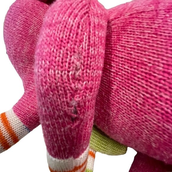 Seasons of Cannon Falls Pink Elephant Sock Monkey 14” Sitting Magnet Hands Plush - Picture 9 of 11